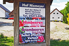 Der Himbeerhof Niemeyer, -Blick von der Bundesstrae 218